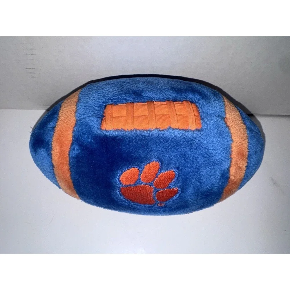 Vintage KenTex Clemson Tigers Plush Football 11” Blue Orange NCAA Paw Logo